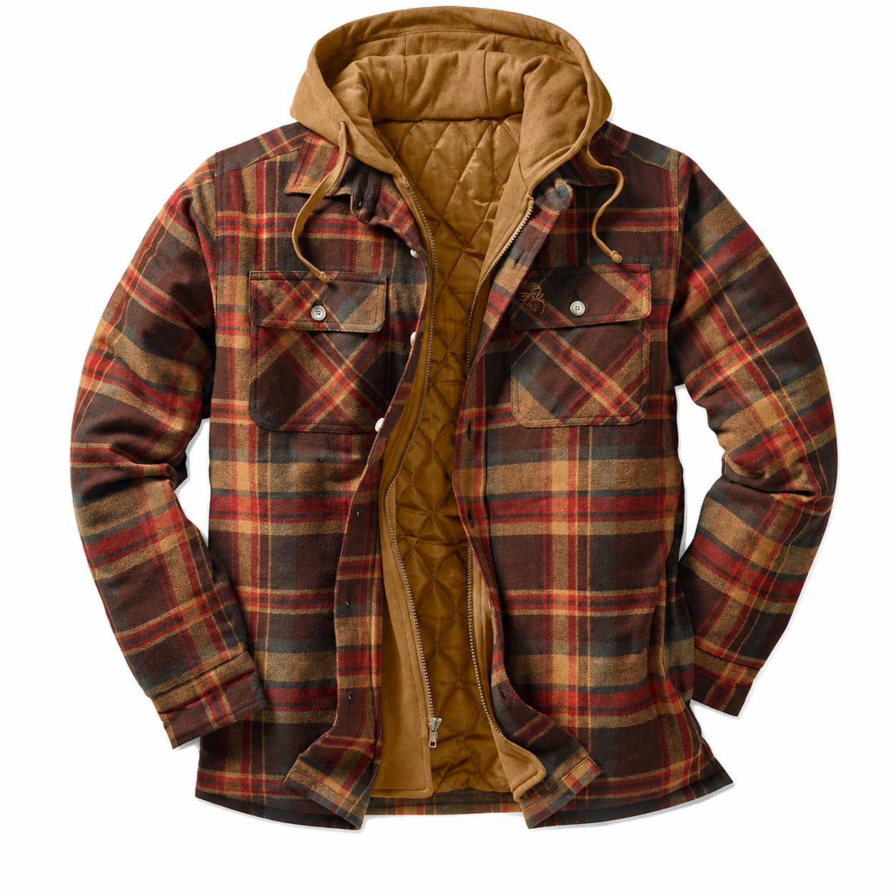 Maplewood Plaid Hooded Shirt Jacket For Men