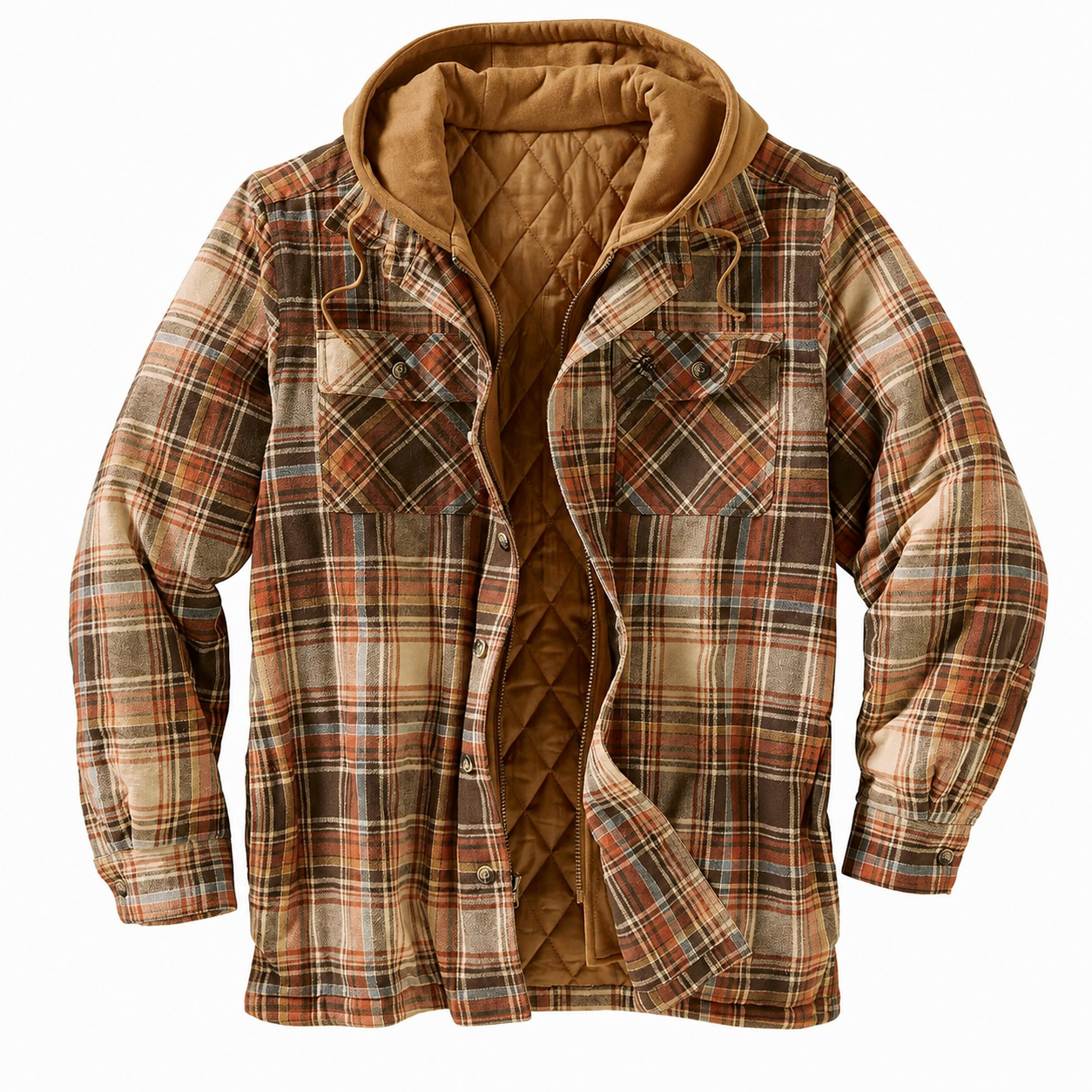 Maplewood Plaid Hooded Shirt Jacket For Men