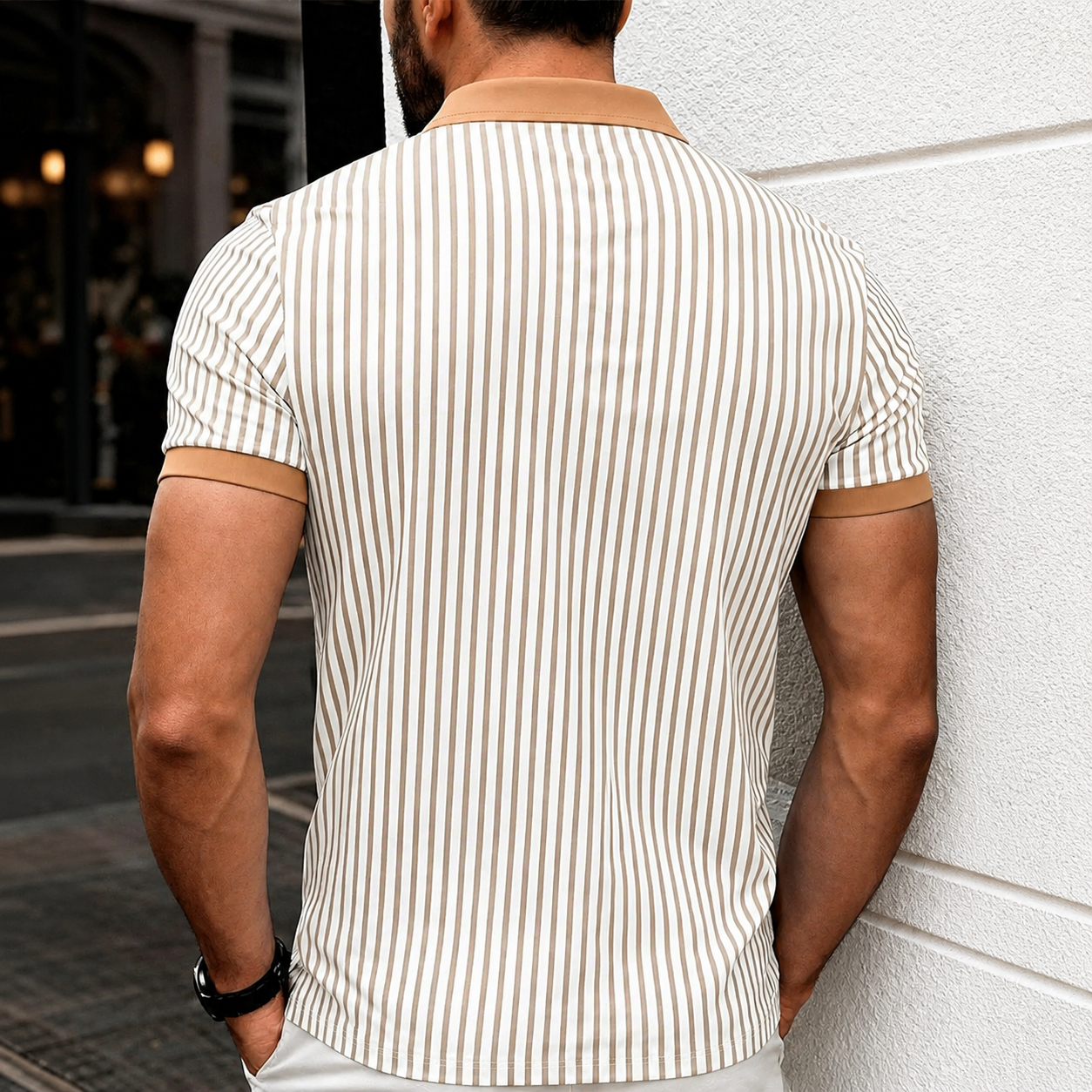 Summer Regular Fit Trim Short Sleeve Casual Polo Shirt For Men