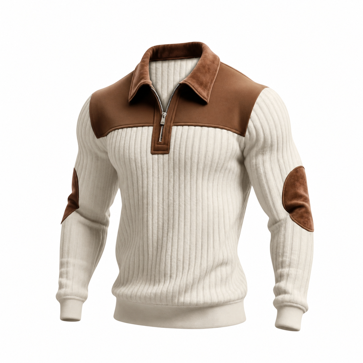 Contrast Design Long Sleeve Zip Pullover Sweatshirt for Men