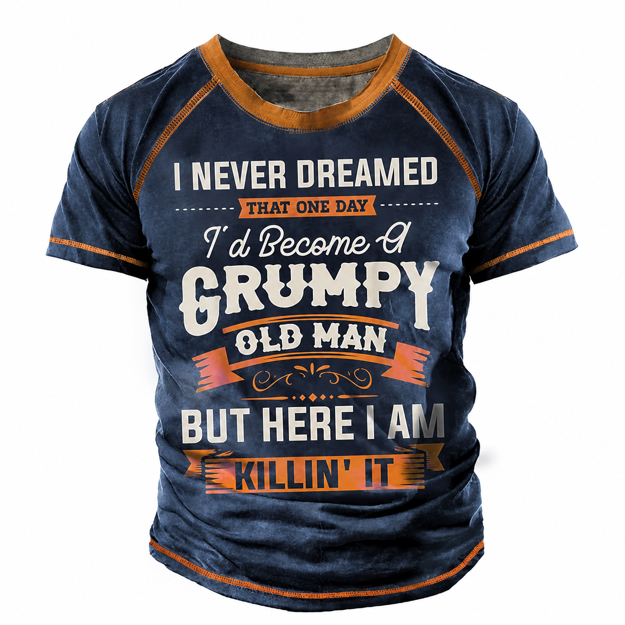 Vintage Letter Print Crew Short Sleeve Casual T Shirt For Men