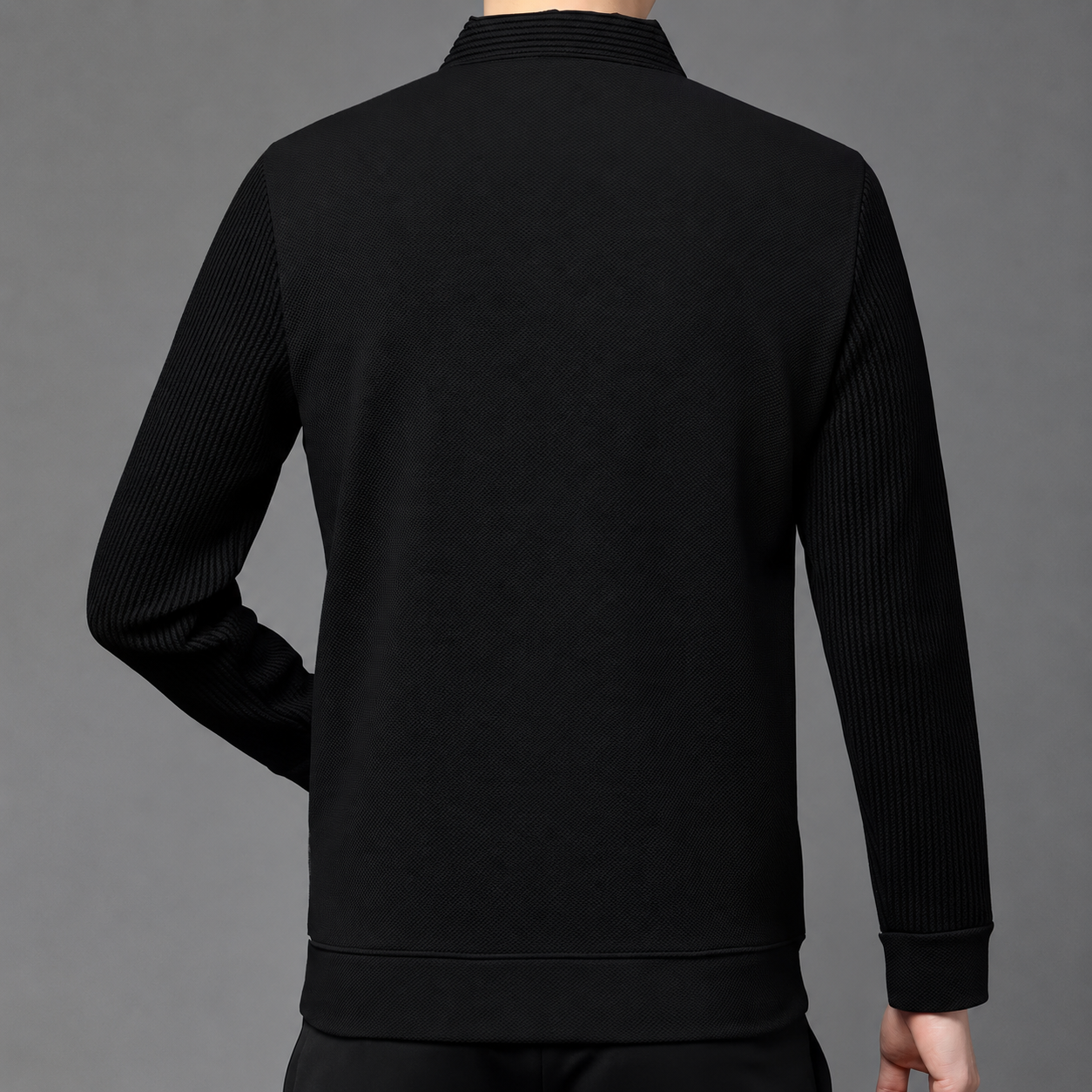 Classic Layered Collar Long Sleeve Casual T Shirt For Men