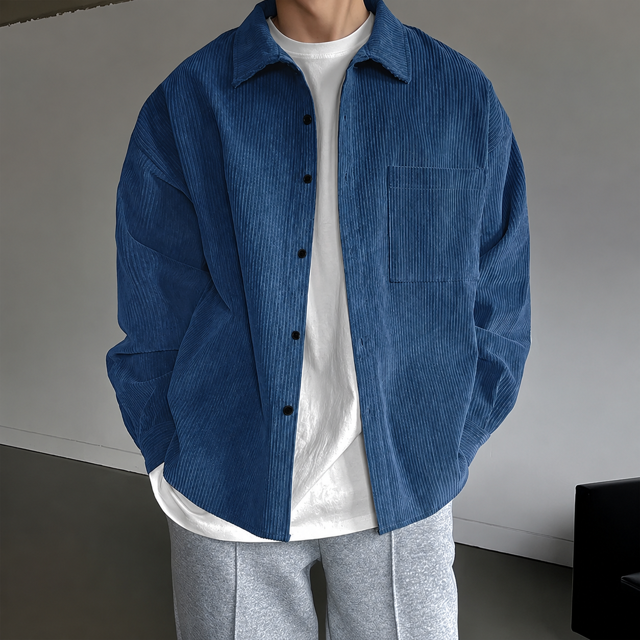 Casual Button Front Long Sleeve Shirt With Lapel Collar For Men