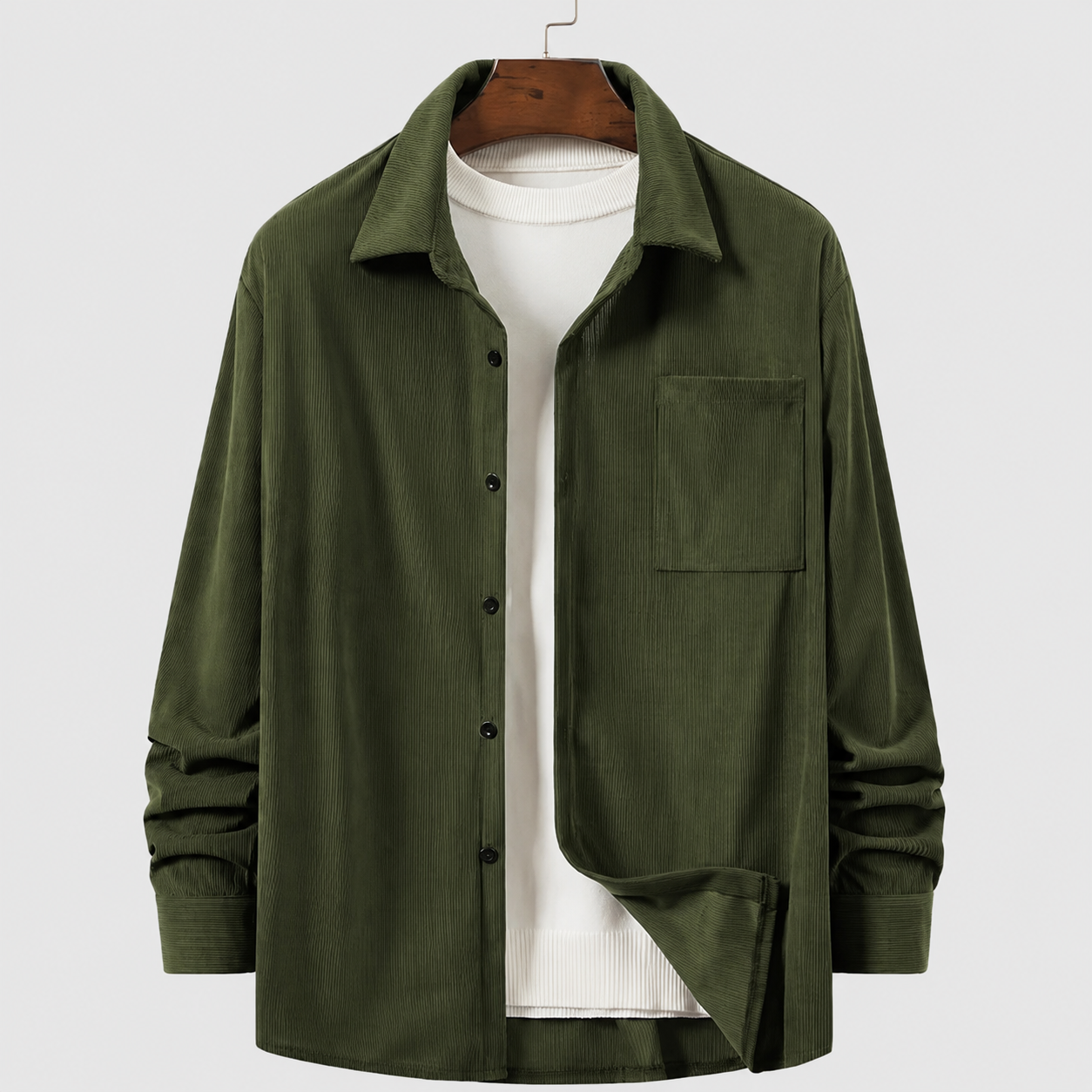 Casual Button Front Long Sleeve Shirt With Lapel Collar For Men
