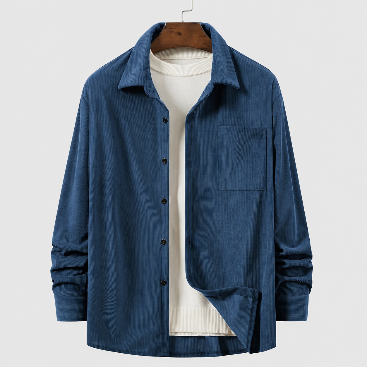 Casual Button Front Long Sleeve Shirt With Lapel Collar For Men