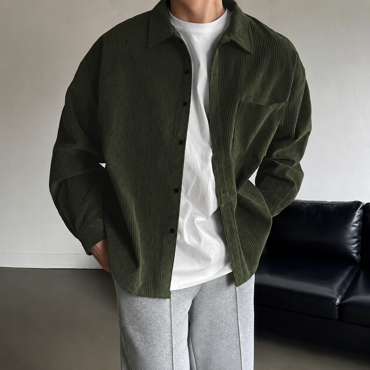 Casual Button Front Long Sleeve Shirt With Lapel Collar For Men