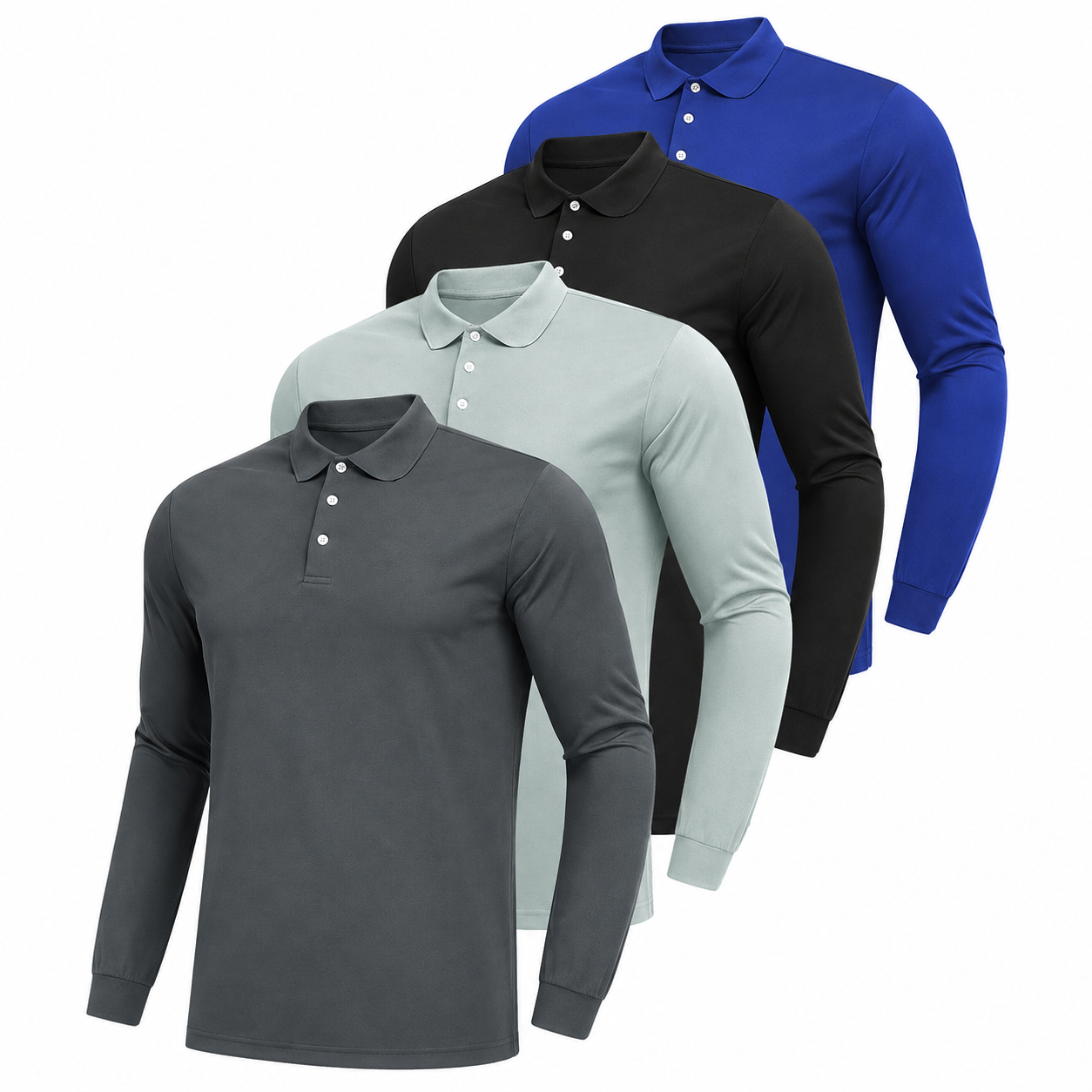 Pack Of 4 Casual Long Sleeve Sleeve Polo Shirt For Men