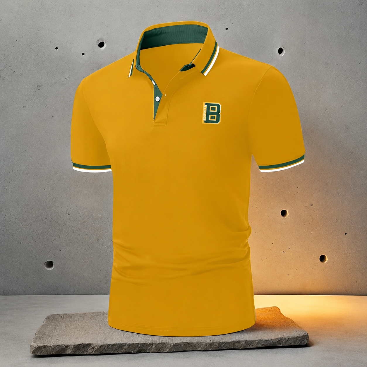 Casual Short Sleeve Collar Button Polo Shirt With Stripe Detail For Men