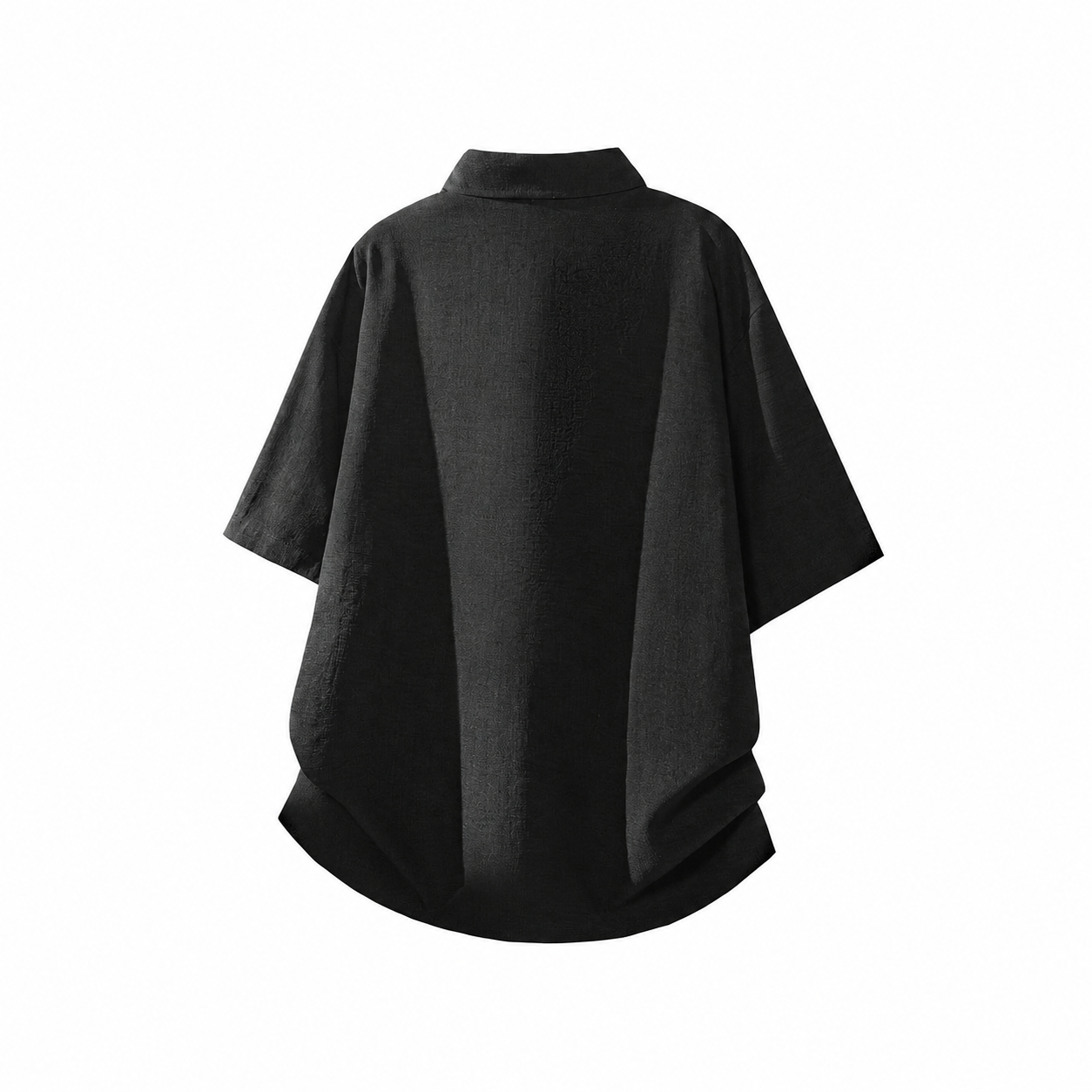 Lightweight Collared Faux LinenShort Sleeve Button Up Shirt With Pocket For Men