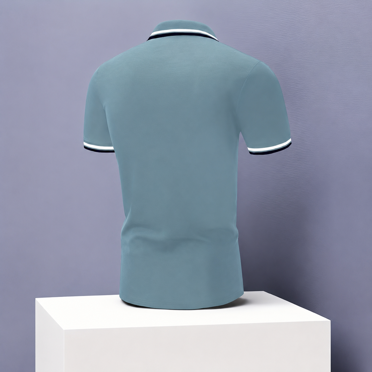 Casual Short Sleeve Collar Button Polo Shirt With Stripe Detail For Men