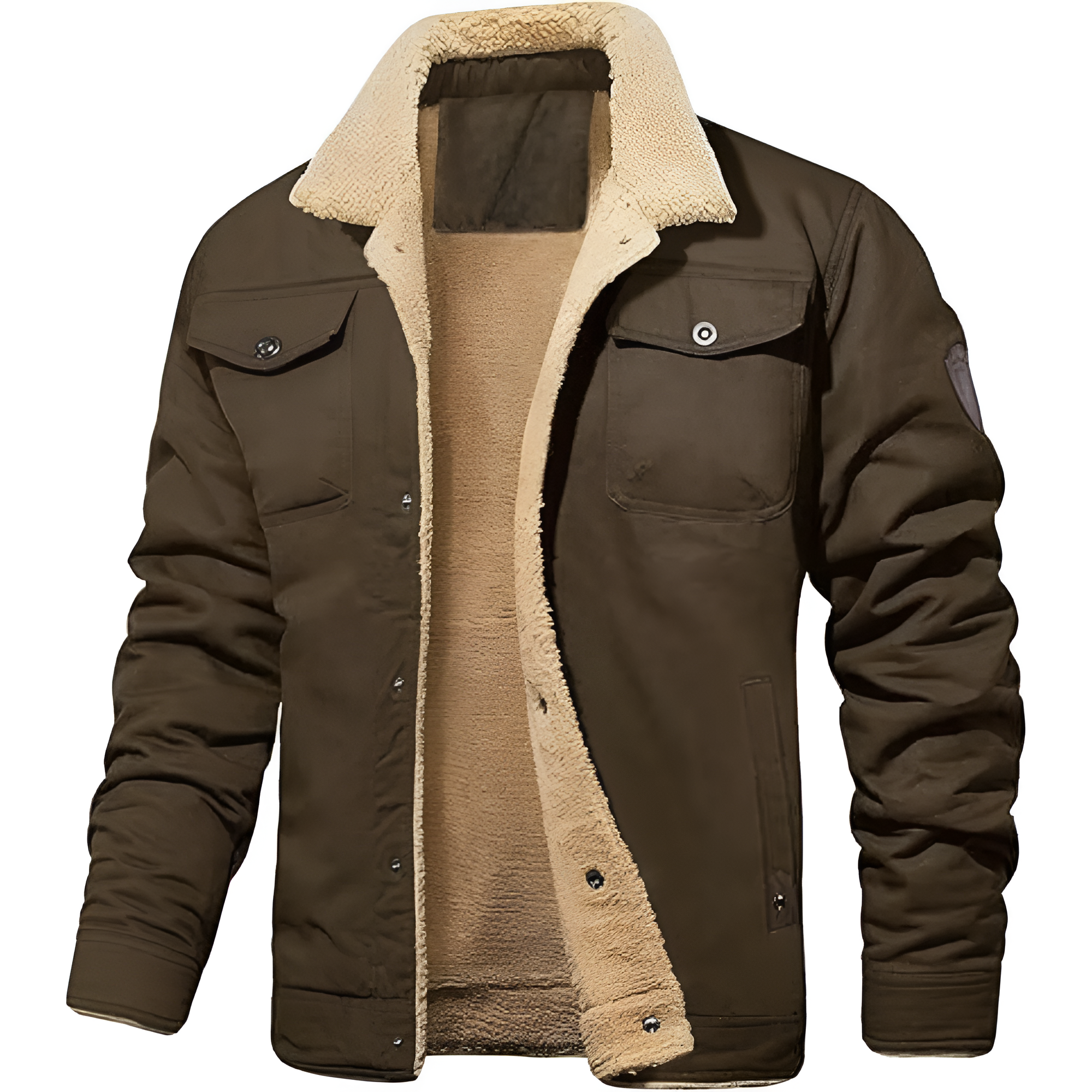 Warm Sherpa Lined Winter Trucker Coat With Pockets For Men