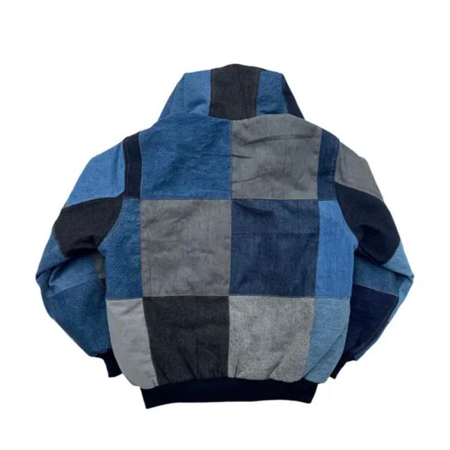 Patchwork Denim Hooded Jacket For Cold Weather