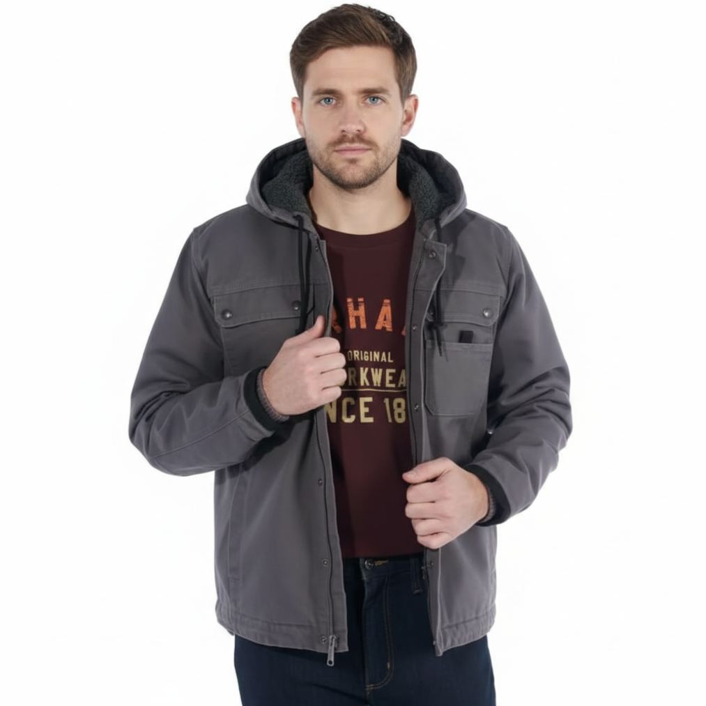  Relaxed Fit Washed Duck Sherpa-Lined Utility Jacket