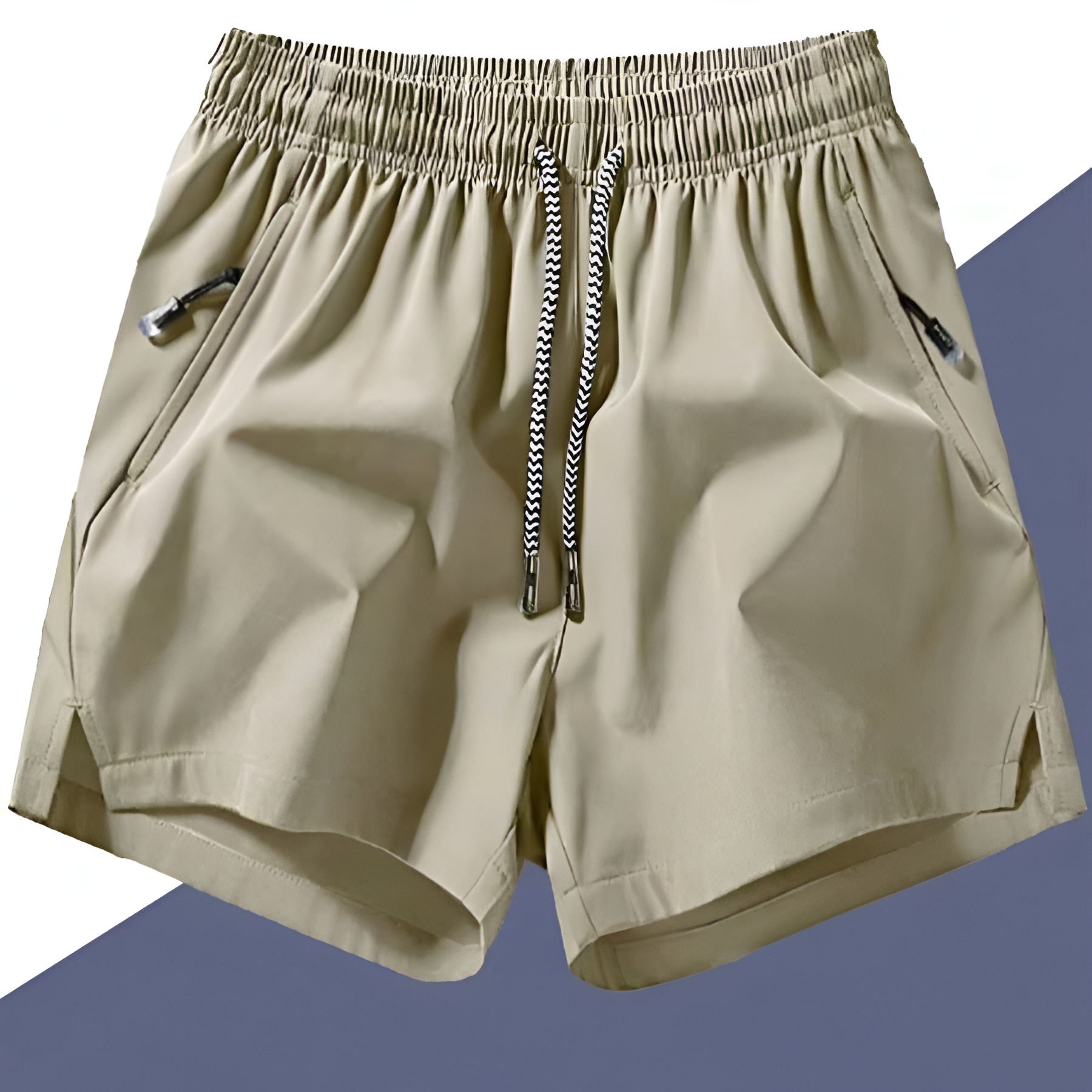 Quick Dry Drawstring Zipper Pocket Shorts For Men
