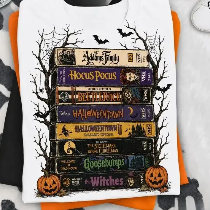 Casual Retro Halloween Movies Printed Shirt For Men And Women