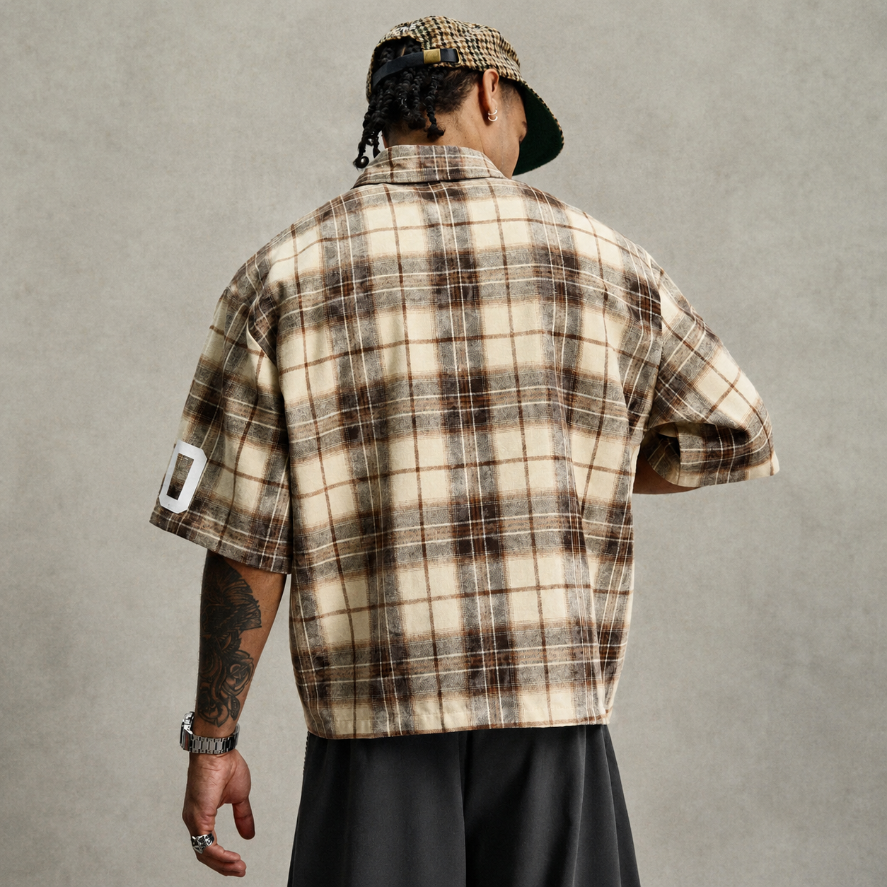 Oversized Short Sleeve Button Down Collared Shirt For Men