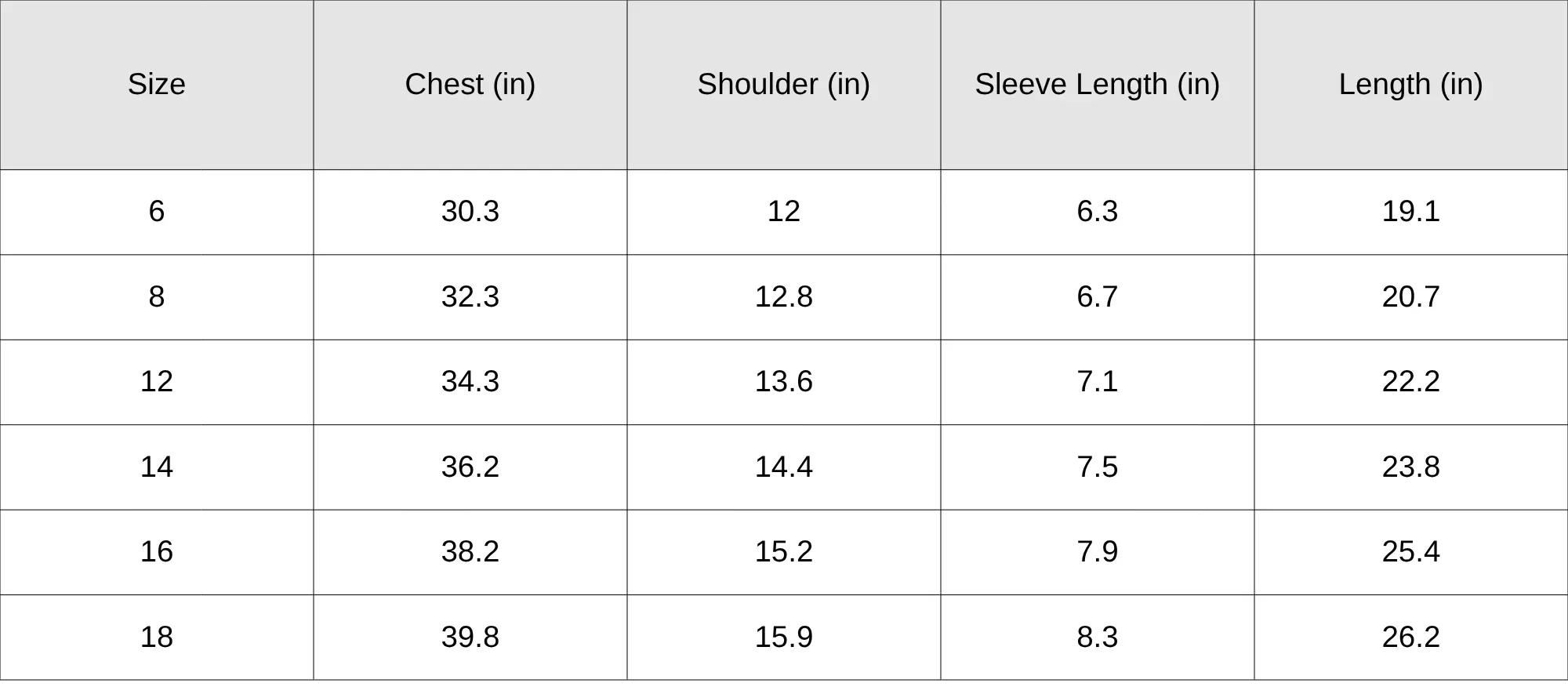 Size Chart