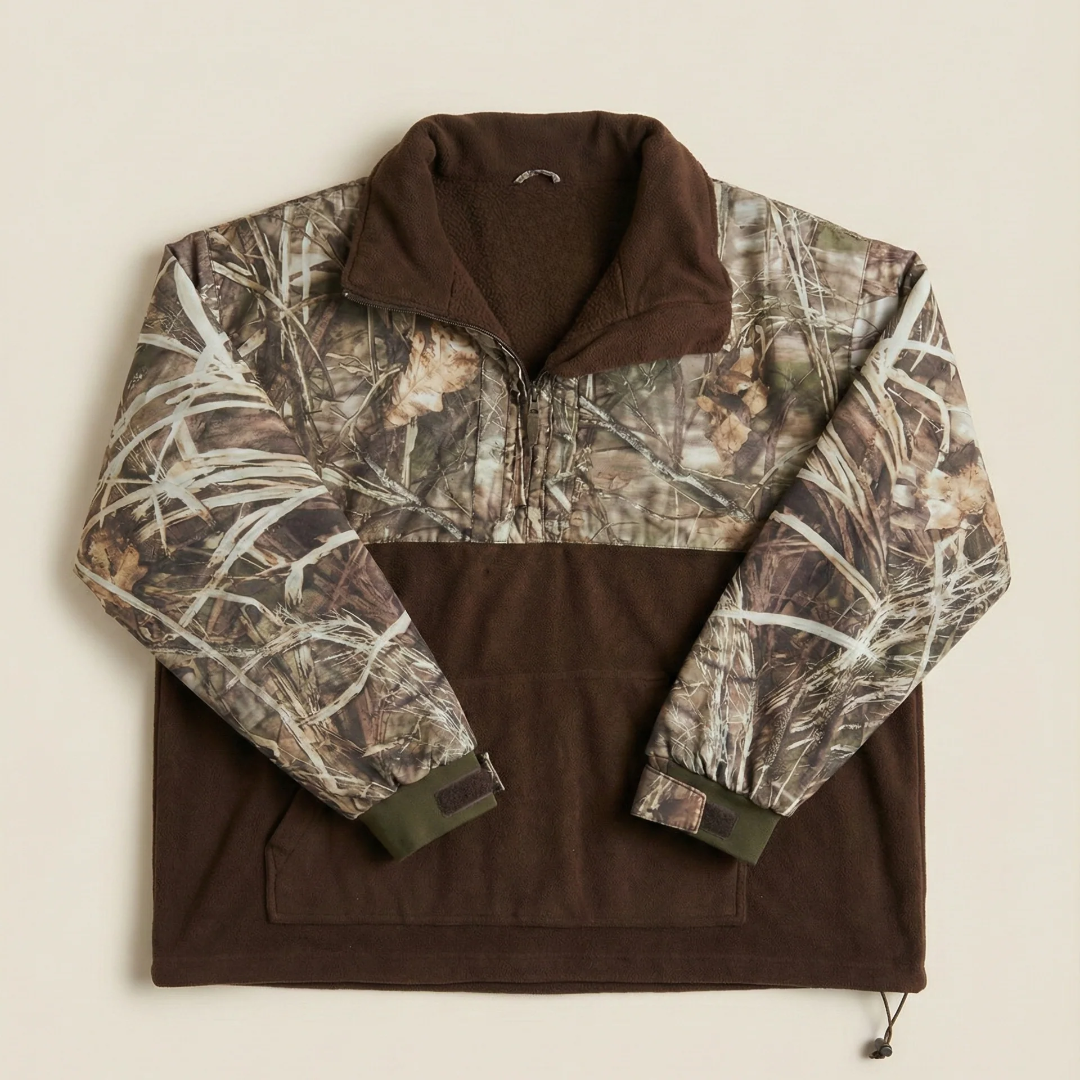 Camo Fleece Quarter Zip Pullover Jacket