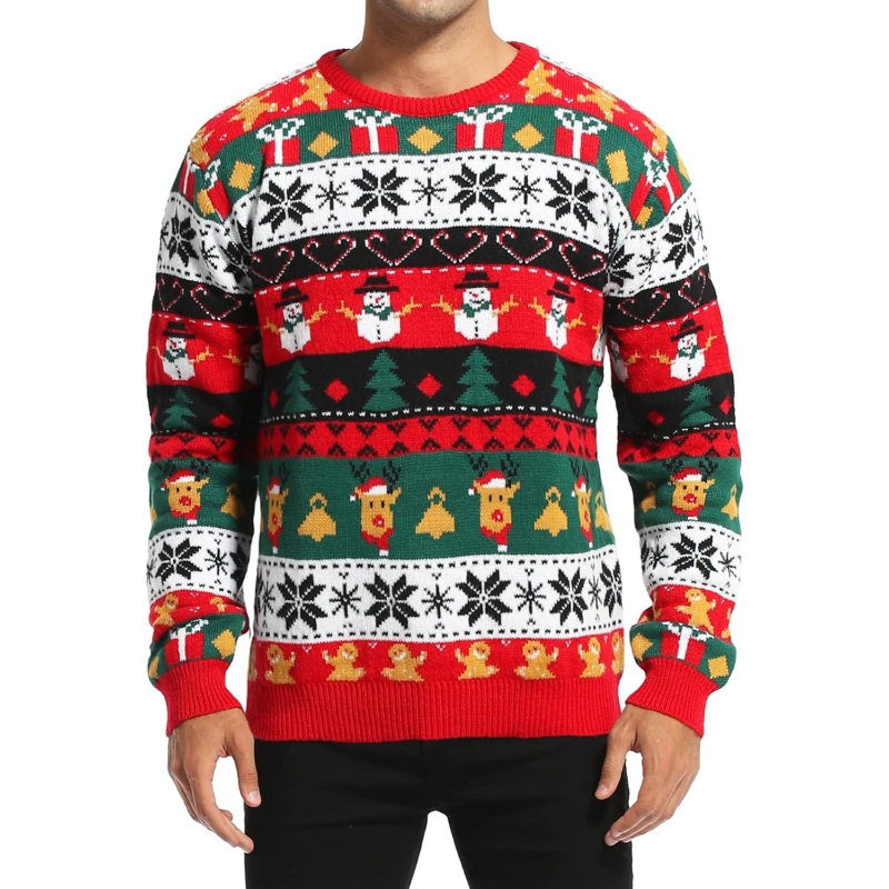  Men's Holiday Reindeer Snowman Santa Snowflakes Sweater
