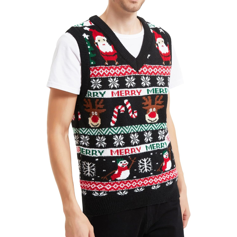  Men's Holiday Reindeer Snowman Santa Snowflakes Sweater