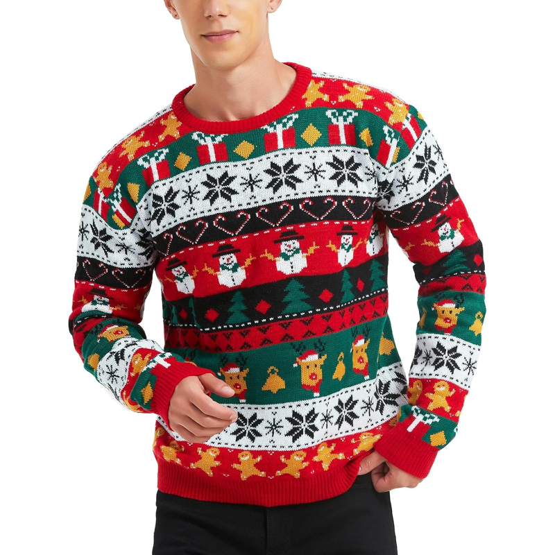  Men's Holiday Reindeer Snowman Santa Snowflakes Sweater