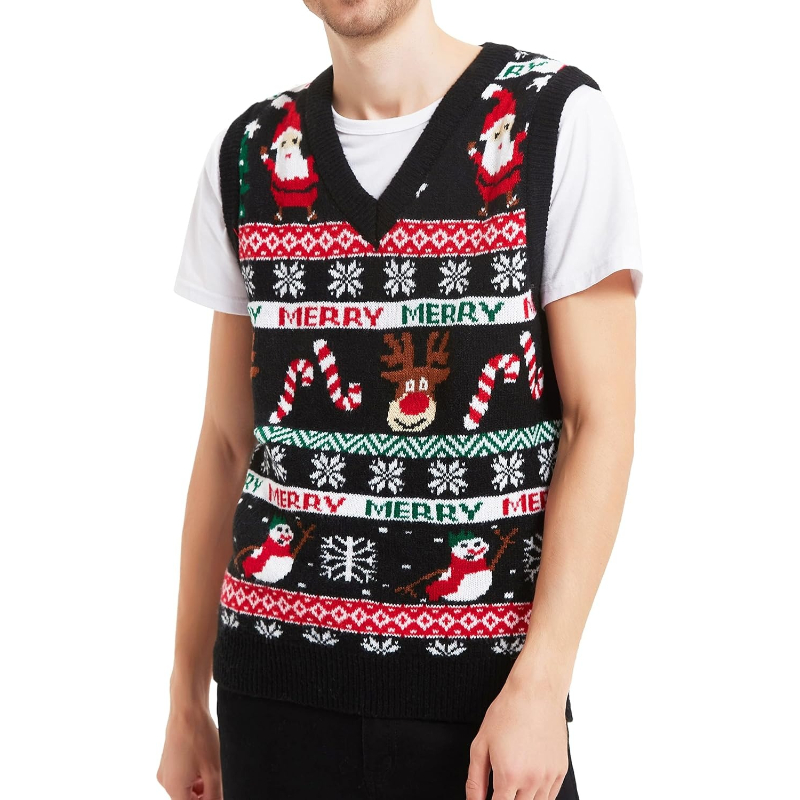  Men's Holiday Reindeer Snowman Santa Snowflakes Sweater