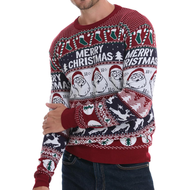  Men's Holiday Reindeer Snowman Santa Snowflakes Sweater