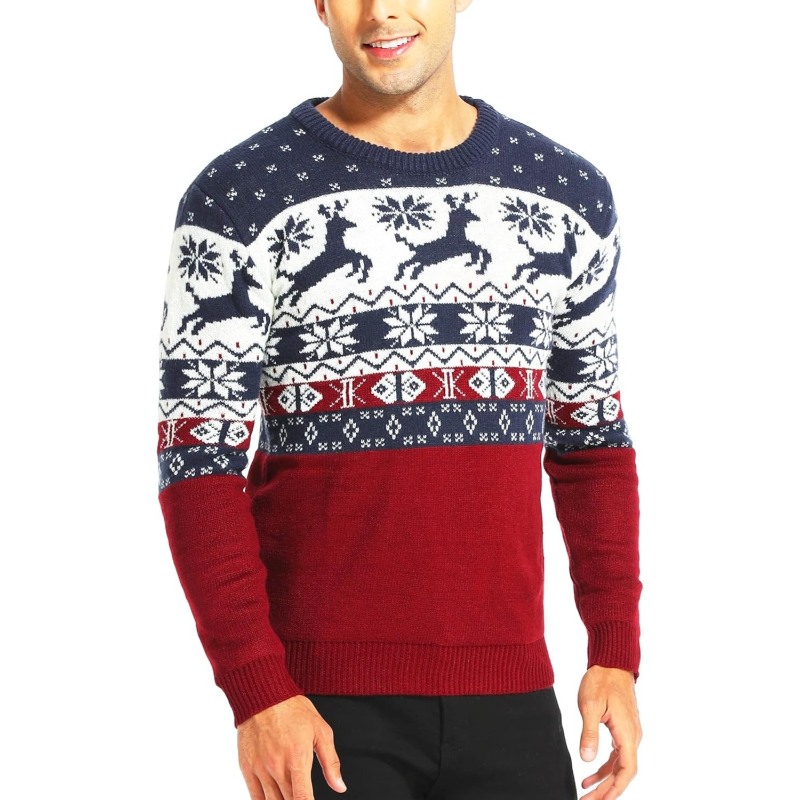  Men's Holiday Reindeer Snowman Santa Snowflakes Sweater
