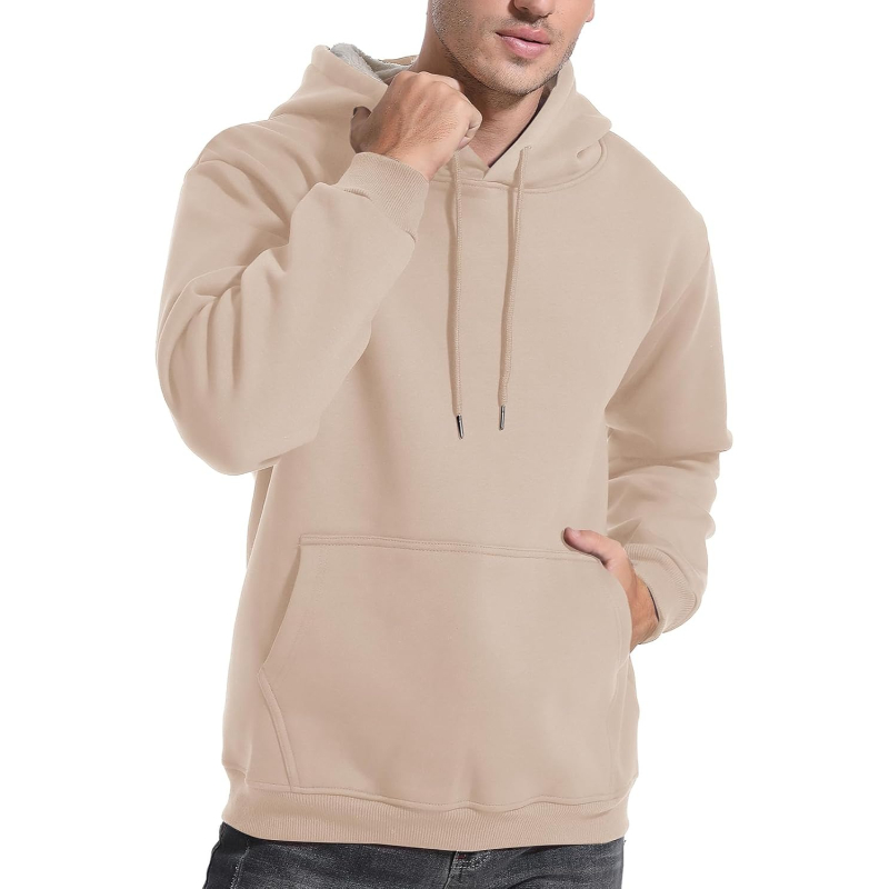 Men's Casual Fleece Sherpa Lined Hoodie Winter Warm Pullover Hooded Sweatshirt
