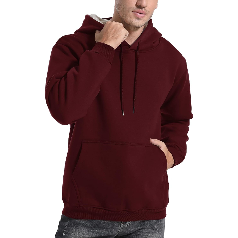 Men's Casual Fleece Sherpa Lined Hoodie Winter Warm Pullover Hooded Sweatshirt
