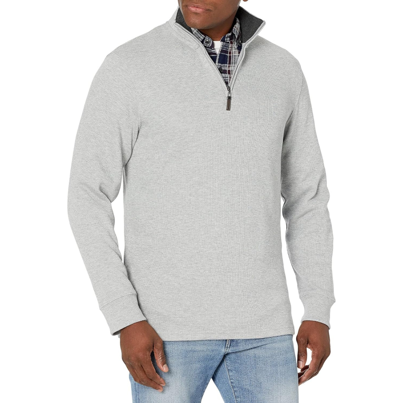Men's Quarter-Zip French Rib Sweater, Casual Wear