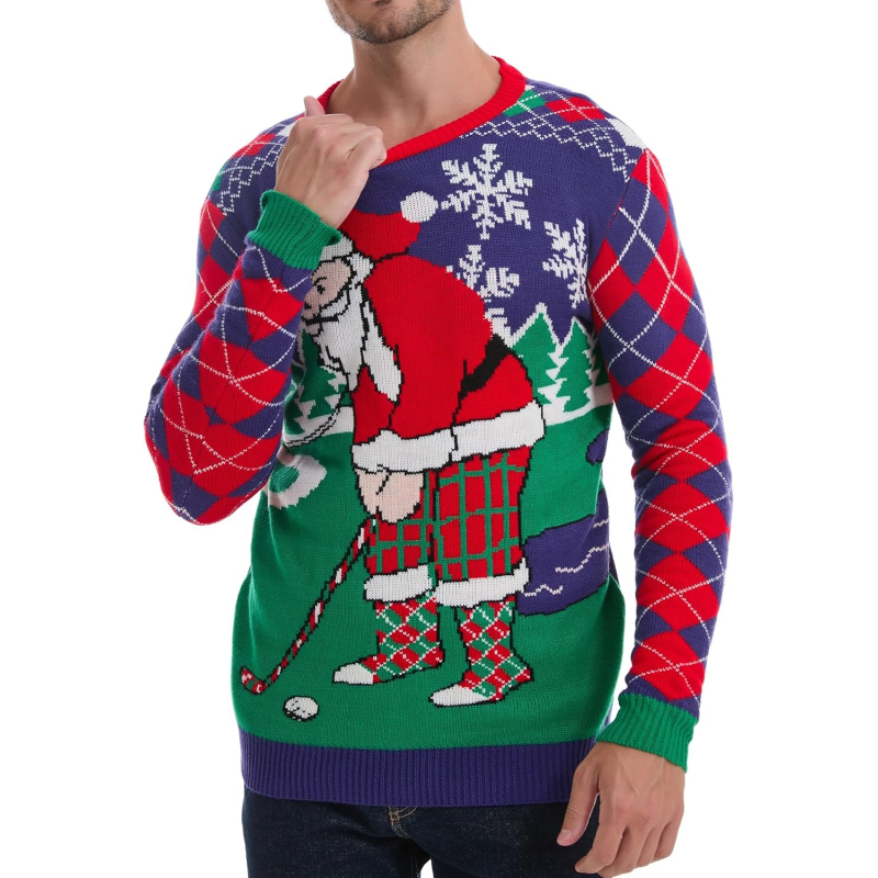  Men's Holiday Reindeer Snowman Santa Snowflakes Sweater