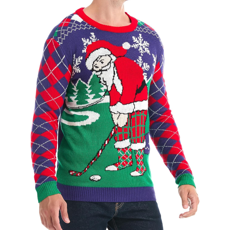  Men's Holiday Reindeer Snowman Santa Snowflakes Sweater