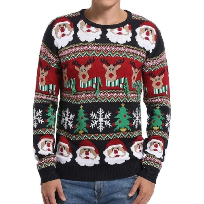  Men's Holiday Reindeer Snowman Santa Snowflakes Sweater