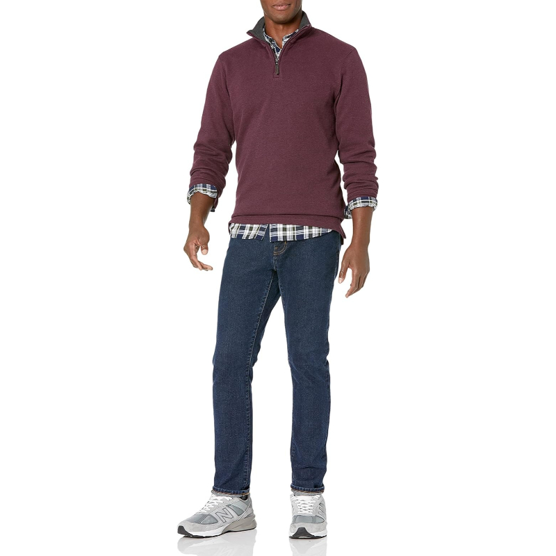 Men's Quarter-Zip French Rib Sweater, Casual Wear