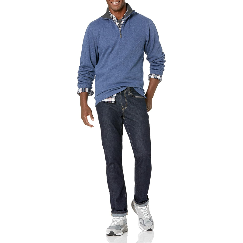 Men's Quarter-Zip French Rib Sweater, Casual Wear