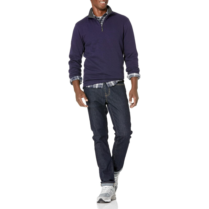 Men's Quarter-Zip French Rib Sweater, Casual Wear