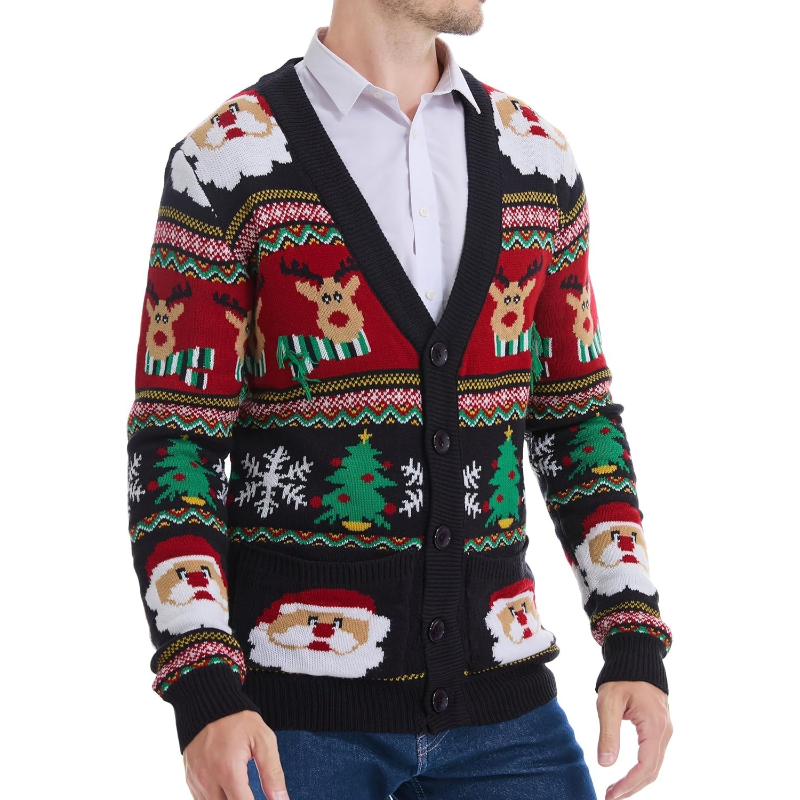  Men's Holiday Reindeer Snowman Santa Snowflakes Sweater
