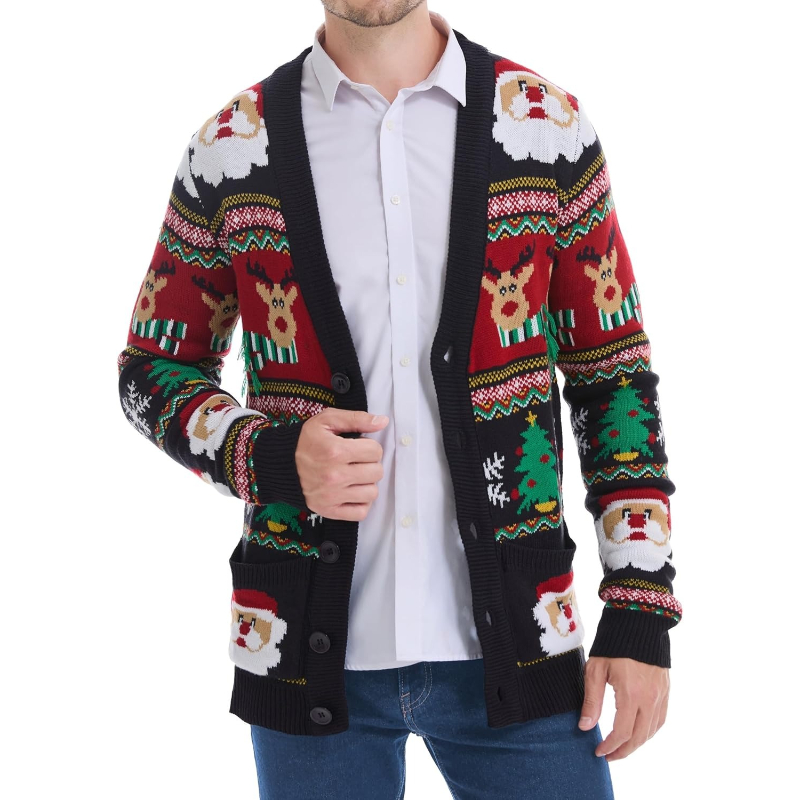 Men's Holiday Reindeer Snowman Santa Snowflakes Sweater