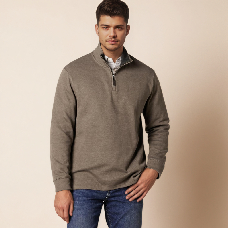 Men's Quarter-Zip French Rib Sweater, Casual Wear