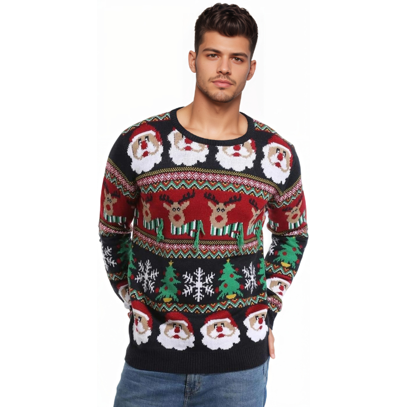  Men's Holiday Reindeer Snowman Santa Snowflakes Sweater