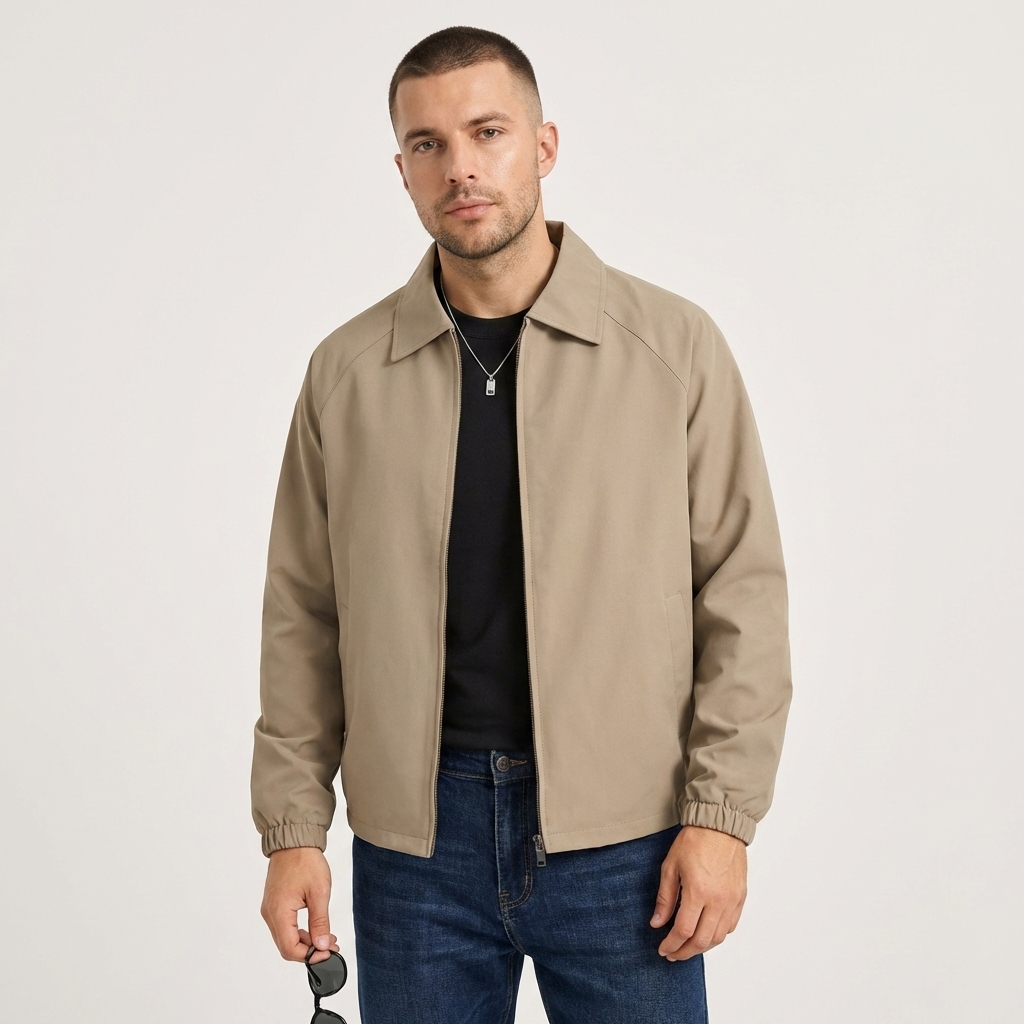 Solid Color Zipper Coach Jacket With Collar For Men