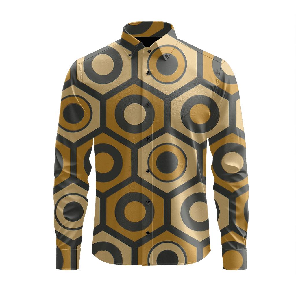 Hexagonal Ring Grid custom long sleeve shirts