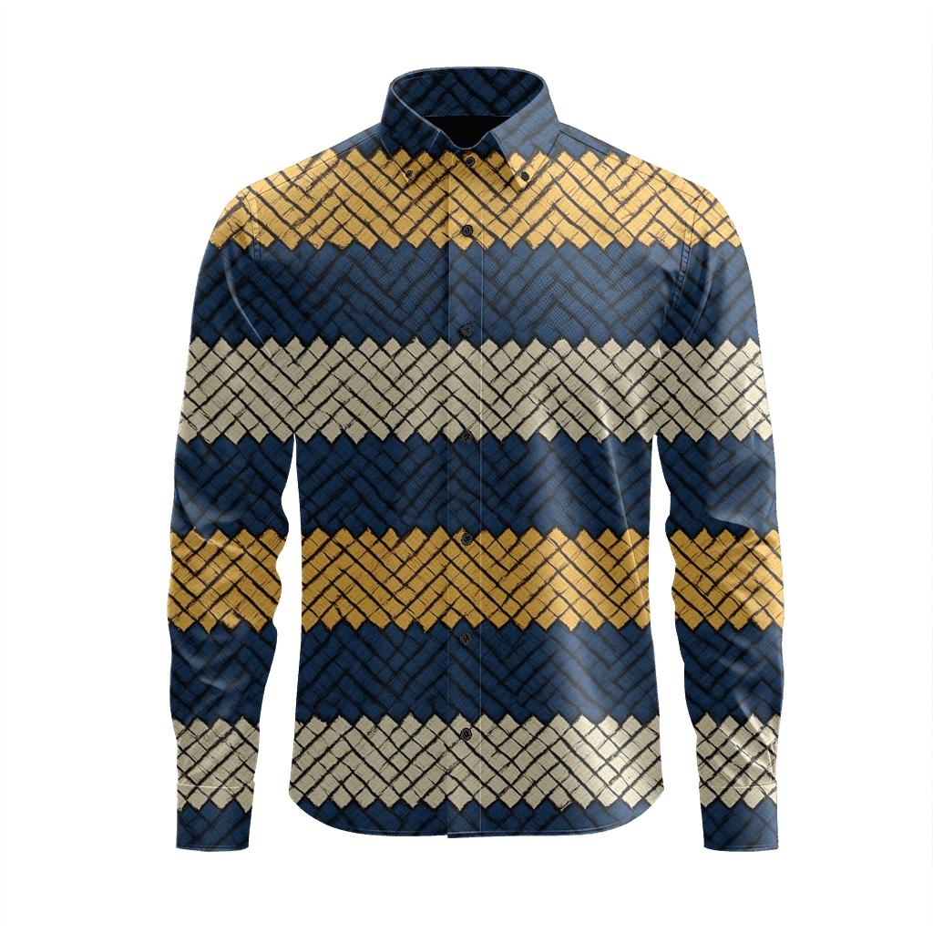 Banded Chevron Mosaic designer printed long sleeve tops