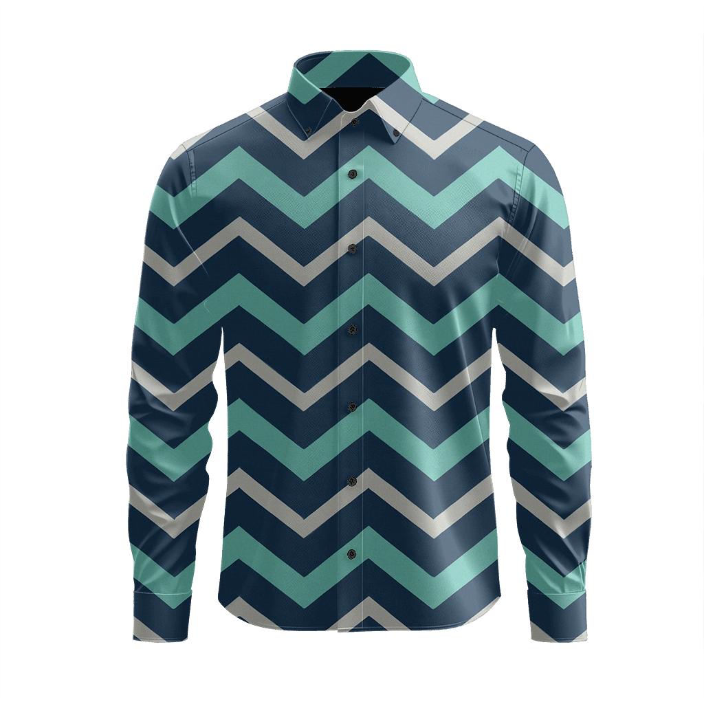 Chevron Wave Sequence designer printed long sleeve tops