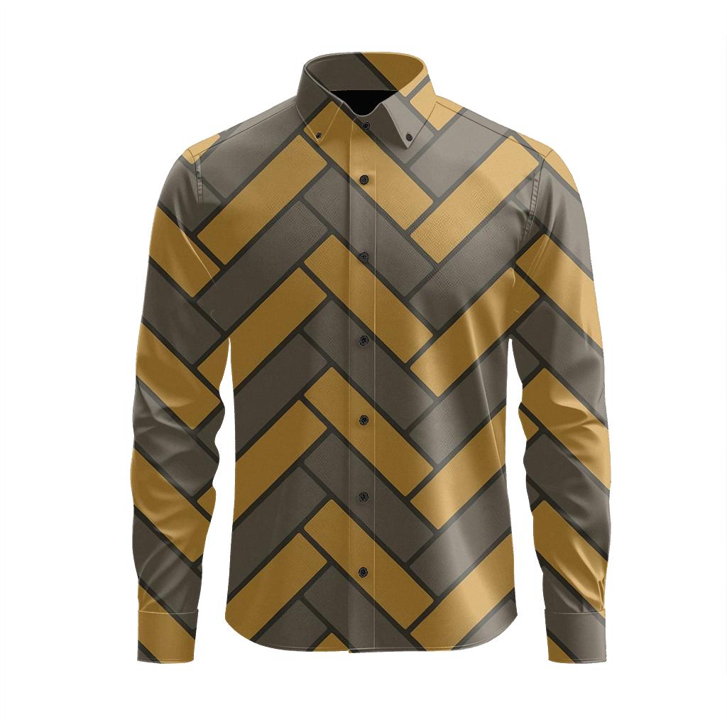 Herringbone Step Grid trendy crew neck long sleeves