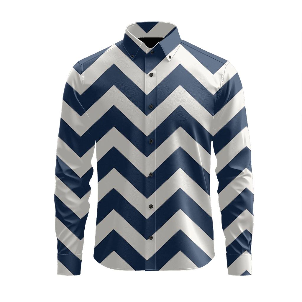 Chevron Ripple Overlay trendy crew neck long sleeves