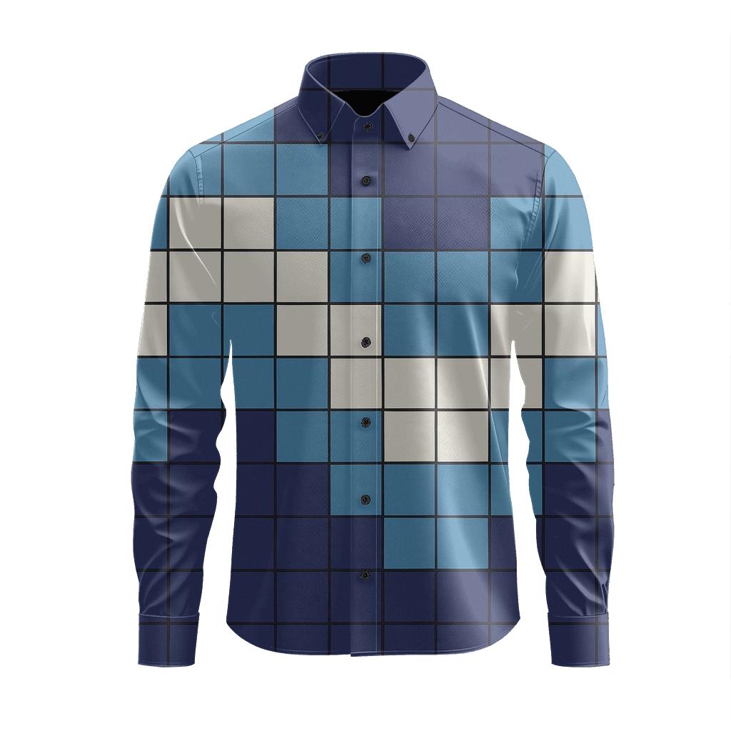 Pixel Wave Grid personalized cotton long sleeves