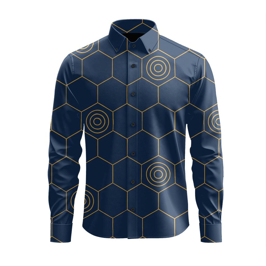 Hexa Ring Grid unique graphic long sleeve shirts