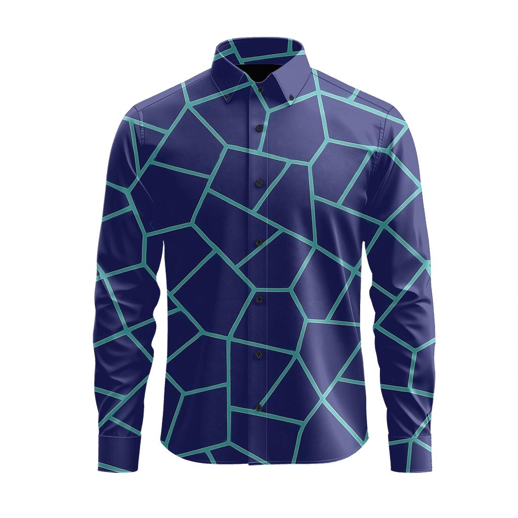 Angular Patch Tesserae soft fabric long sleeve shirts